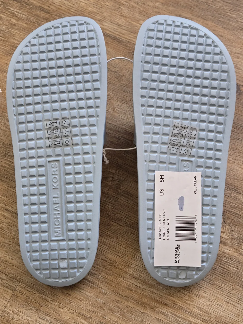 Michael Kors Light Blue Logo Slide Sandals